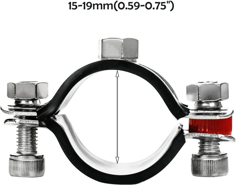 PEROMI 2 Pack Pipe Supports,304 Stainless Steel Wall Mount Ceiling Mount Pipe Bracket Clamp Ring Hanger with Screws for Pipe OD 15-19mm - Image 2